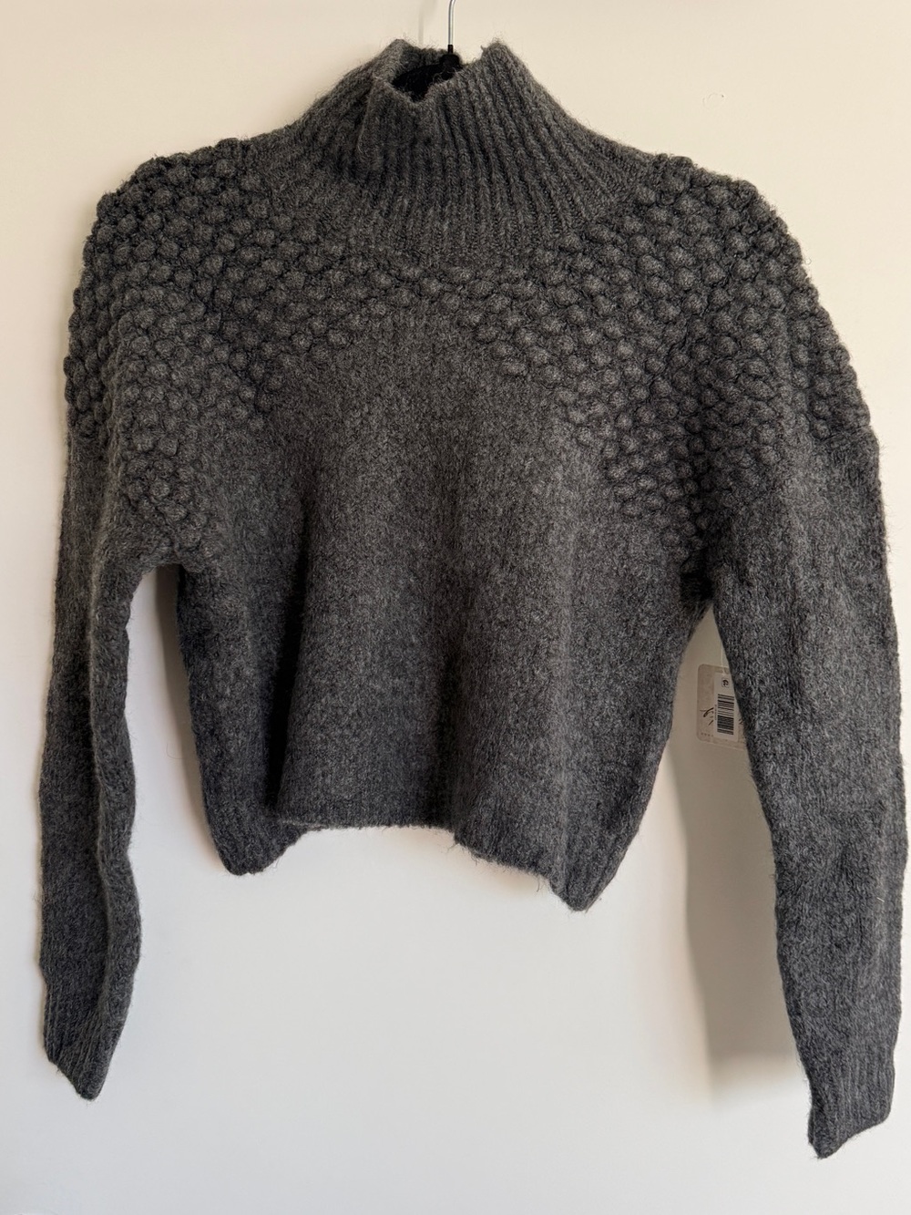 Free People Charcoal Bubble Stitch Turtleneck Sweater